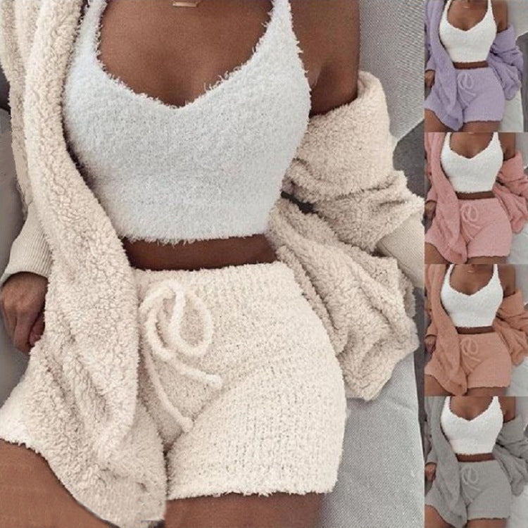 3pcs Women's Long Sleeve Crop Tank Top Set