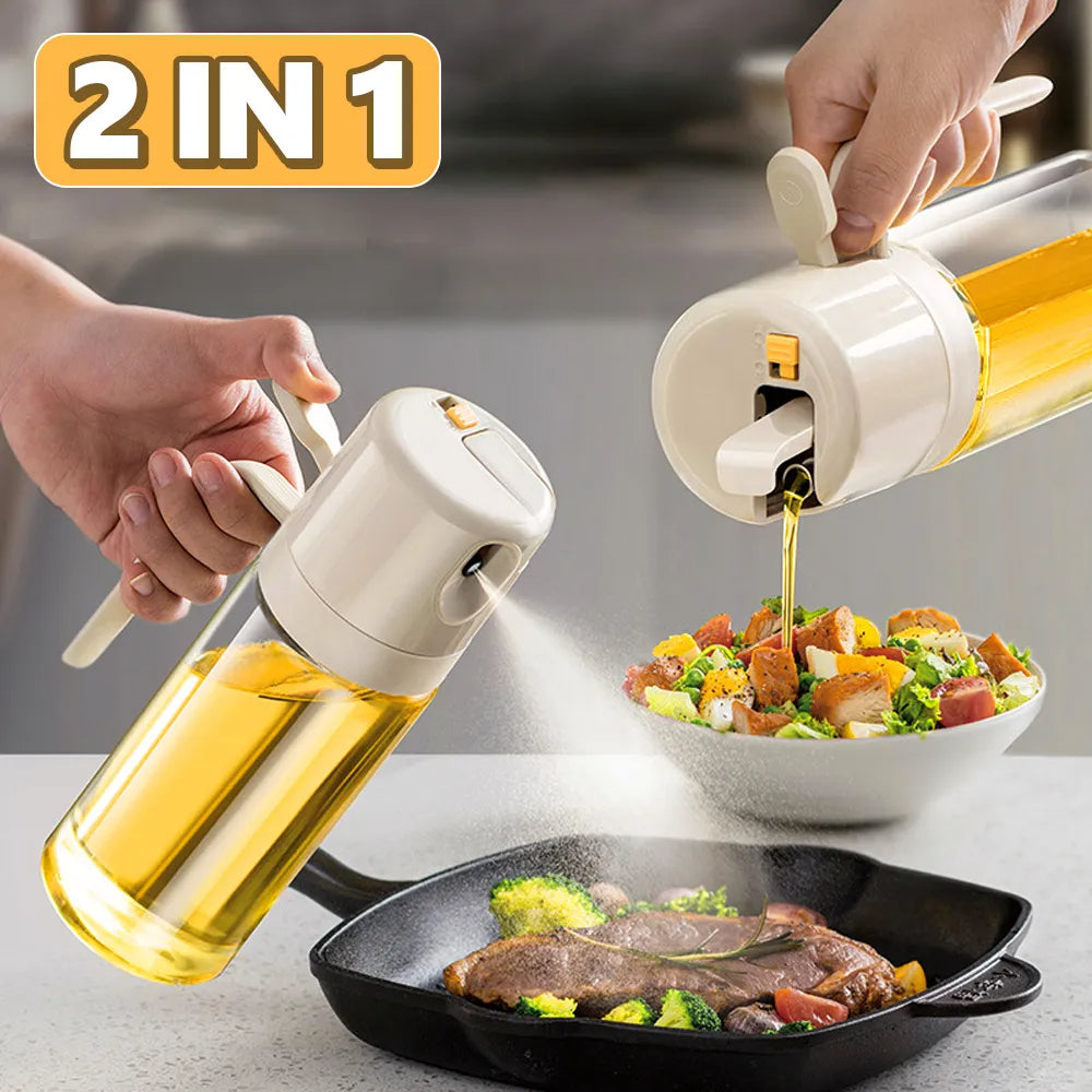 2-in-1 Oil Sprayer and Dispenser Bottle for BBQ Baking and Cooking