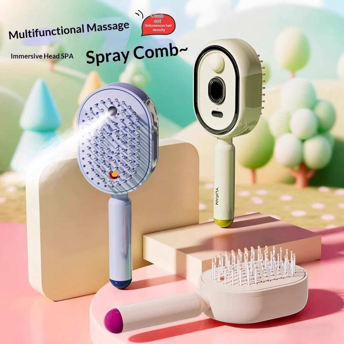 Electric Spray Airbag Massage Comb with Essential Oil