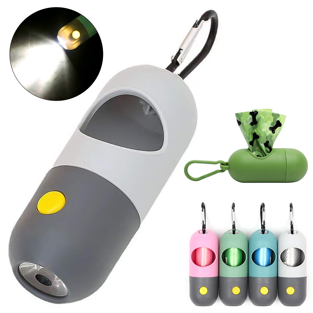 LED Light Pet Waste Bag Dispenser Dog Poop Scooper Bags Holder