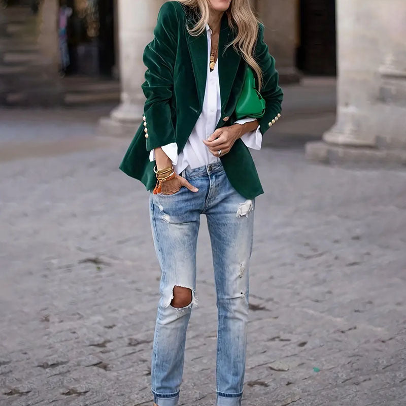 Women's Velvet Lapel Blazer