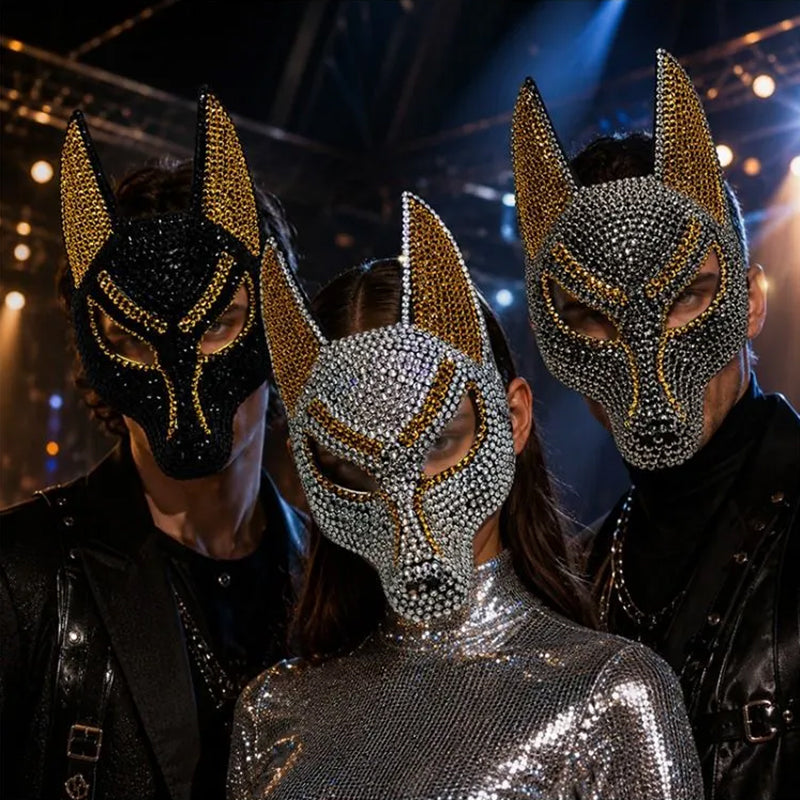 Sparkly Anubis Mask Rhinestone Egyptian 