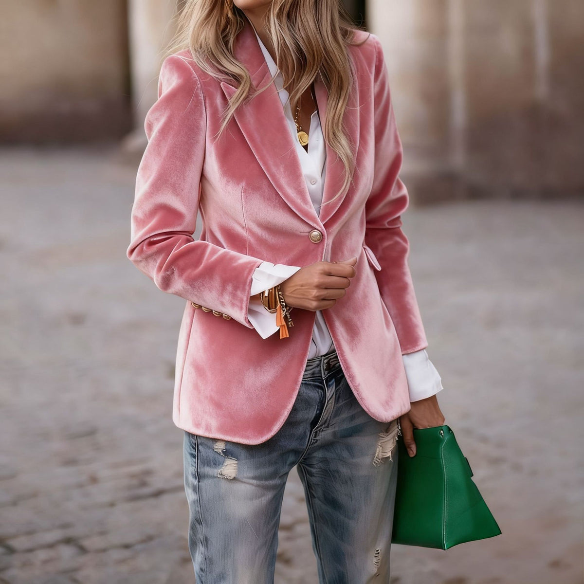 Women's Velvet Lapel Blazer