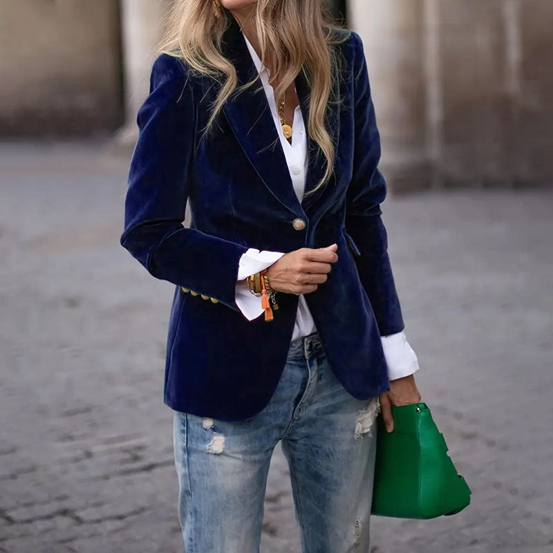 Women's Velvet Lapel Blazer