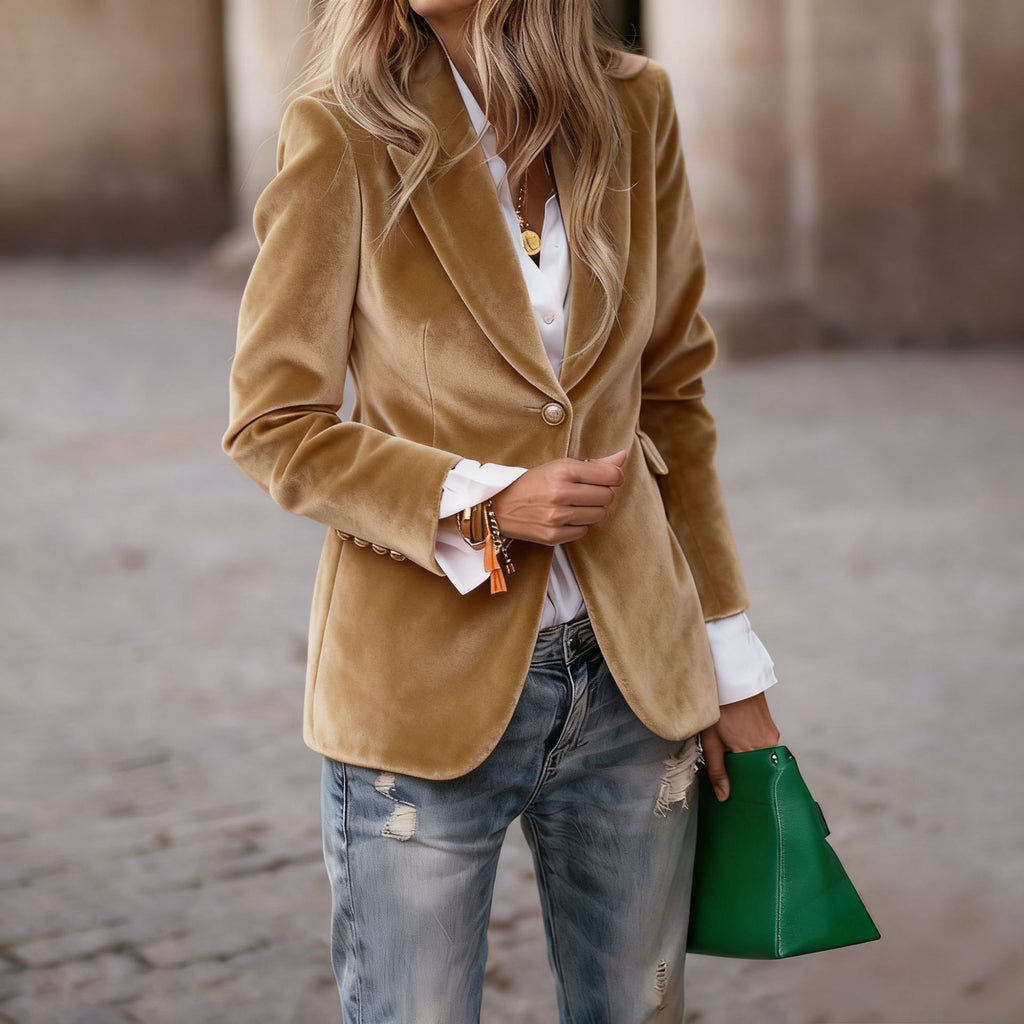 Women's Velvet Lapel Blazer