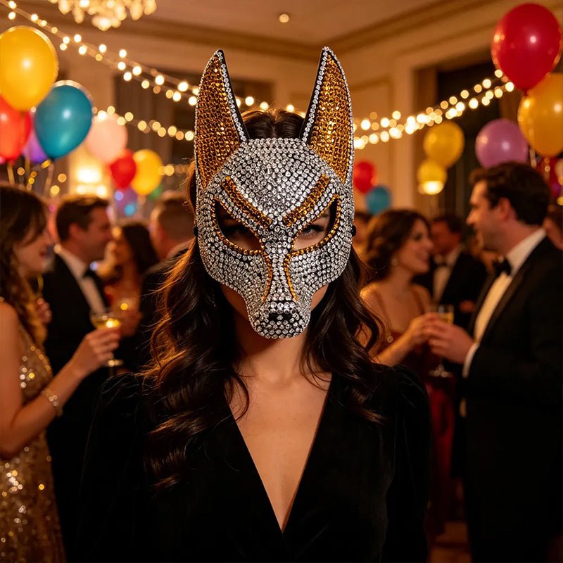 Sparkly Anubis Mask Rhinestone Egyptian 