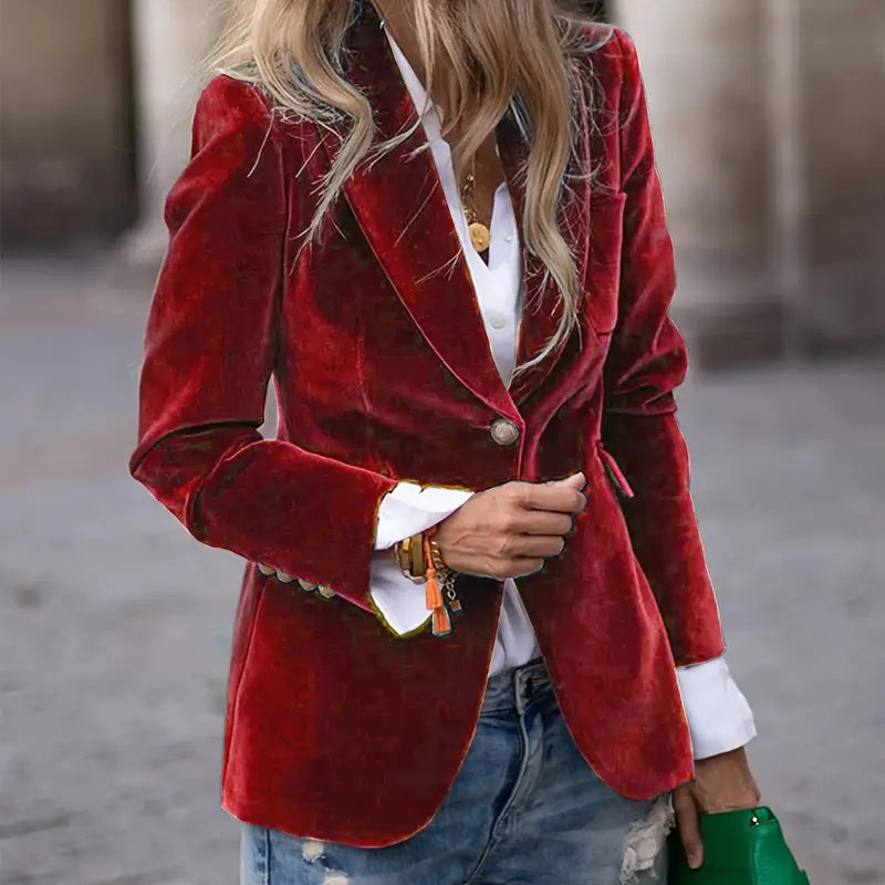 Women's Velvet Lapel Blazer