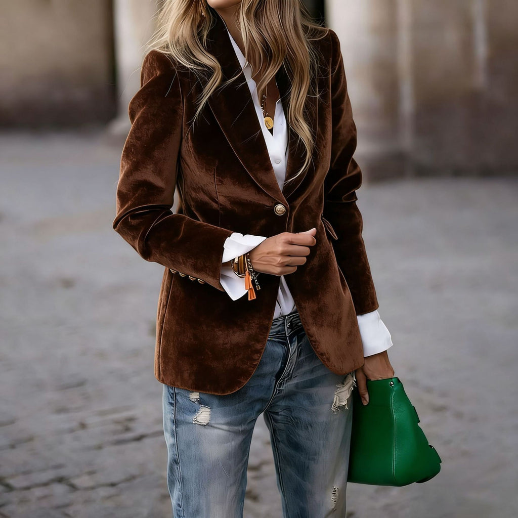 Women's Velvet Lapel Blazer