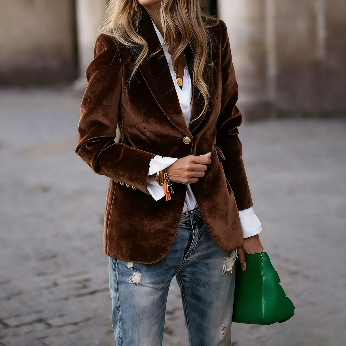 Women's Velvet Lapel Blazer