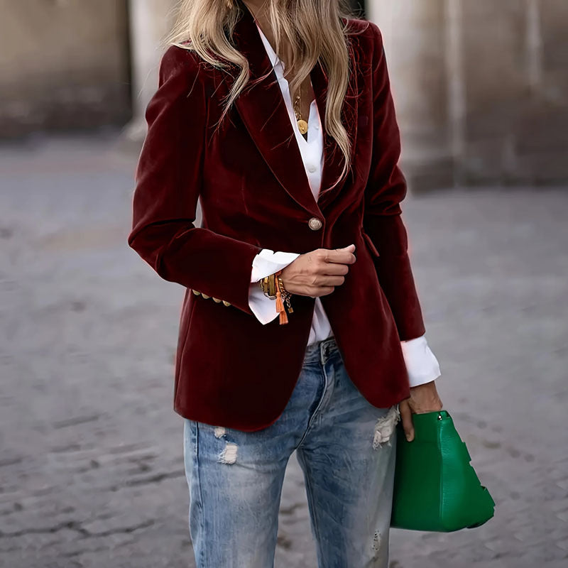 Women's Velvet Lapel Blazer